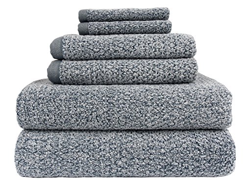 Everplush Diamond Jacquard (Set mit 6 Teilen) Badetuch-Set, Dusk (Graublau) von Everplush