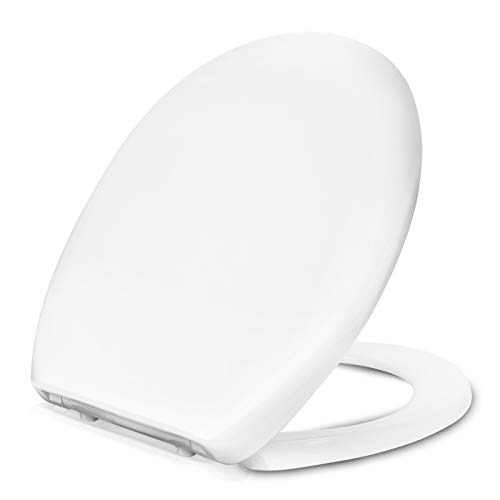 WC-Sitz Oval mit Schnellentriegelungsfunktion und Softclose Absenkautomatik, Antibakterieller Duroplast-Deckel mit verstellbaren Scharnieren, O-Form Weiß WC-Sitz Oval mit Schnellentriegelungsfunktion und Softclose Absenkautomatik, Antibakterieller Duroplast-Deckel mit verstellbaren Scharnieren, O-Form Weiß von Everrich