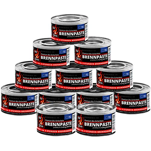 12x Eversmoke Sicherheits Premium Bio Brennpaste Brenngel Chafing Dish Speisenwärmer (12 Dosen je 200g) von EVERSMOKE