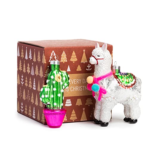Every Day is Christmas Glas geblasene Ornamente niedliche handgefertigte Figuren Baumschmuck Alpaka von Every Day is Christmas