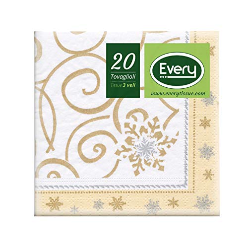 Every E333 – 256 Tissue Serviette, Papier, Gold, 24 x 24 x 0.54 cm, 20 Einheiten von EVERY