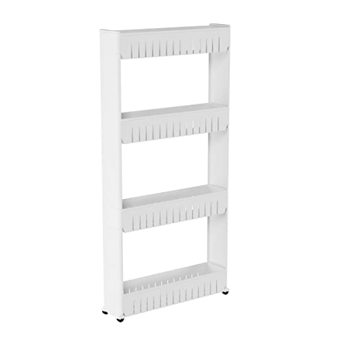 Everyday Home Mobile Shelving Unit Organizer with 4 Large Storage Baskets, Slim Slide Out Pantry Storage Rack for Narrow Spaces by von Everyday Home