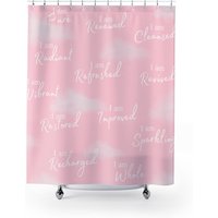Pink I Am Affirmationen Duschvorhänge, Wolken Badezimmer Dekor, Inspirierendes Dekor Bad von EverydayAlchemystCo