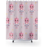 Rosa Roboter Duschvorhänge, Mädchen Und Tech Badezimmer Dekor, Dekor von EverydayAlchemystCo