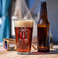 Personalisiertes Palmen-Bierglas - Geätztes Bierglas, Geburtstag Am Strand Oder Junggesellenparty, Strandhochzeit, Design Od2 von EverythingEtchedAZ