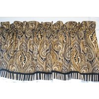 Schwarz Tan Volant 17x55 - Leesburg Mill Creek Flint Toile Vorhang | Messing Fenster Topper Benutzerdefinierte Handgemachte Wohnkultur von Everythinginvalance