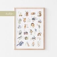 Süßes Alphabet-Poster Im Boho Stil | Abc-Bild Fürs Kinderzimmer Lernposter in Din A4 Und B2 Auch Toll Als Geschenk von EverywhenShop
