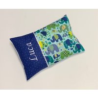 Namenskissen Baby "Elefant Grün Blau" Kissen Junge Mädchen, Mit Name, Kuschelkissen, Geschenk Zur Geburt, Habdmade von EvesDesign1