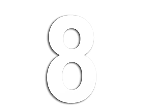 EVI | Weiß lackiertes Edelstahlgehäuse Aufkleber Nummer | n. 8 | 160x95mm | Für Wände, Fassaden, Portale oder Türen | Für außen und innen | Mod. 0660160-8 von EVI Herrajes