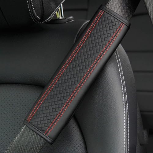 EviKoo Auto-Sicherheitsgurt-Abdeckung, kompatibel mit Seat FR Cupra Ibiza Leon Alhambra, Sicherheitsgurt-Polster-Abdeckung, 2 Packungen,A-Black red von EviKoo