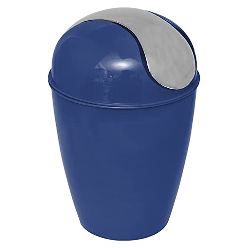 EVIDECO French Home Goods 6507118 Mini-Abfalleimer für Bad oder Küche, 0,5 Liter, Chrom-Deckel, Kunststoff, Marineblau, 5.12 inches cm von EVIDECO