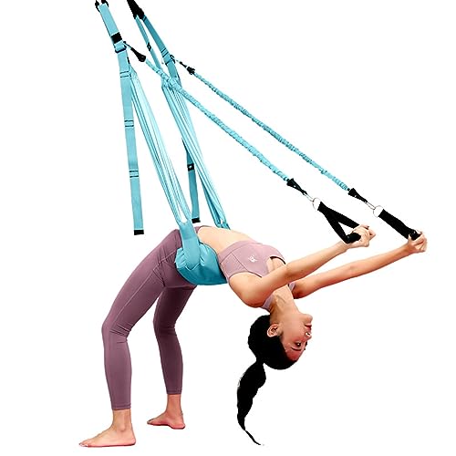 EvikOo Aerial Yoga Hängematte, Yoga Schaukel mit Griff, Anti-Schwerkraft Hängematte Schlinge Inversion für Yoga Ballett Pilates Gymnastik Flexibilität Training mit Tragetasche und Verlängerungsgurten von EvikOo