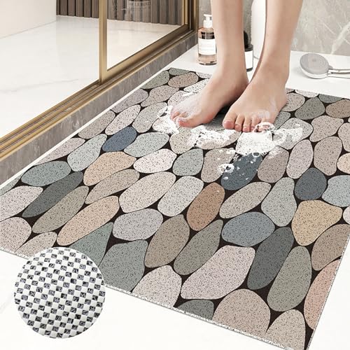 Badezimmermatte 60x80 cm Duscheinlage rutschfest Duschmatte mit Fliesenmuster Weich PVC Antirutschmatte dusche mit Ablauflöchern,Hohe Wasserdurchlässigkeit,für Nassbereiche von Evimstil