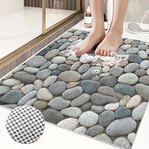 Duschvorleger rutschfest 40x60 cm Duscheinlage rutschfest Duschmatte mit Fliesenmuster Weich PVC Antirutschmatte dusche mit Ablauflöchern,Hohe Wasserdurchlässigkeit,für Nassbereiche von Evimstil