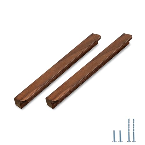 Evionlin 2 Stück Walnussholz schräg Winkel 20,8 cm Holz Windschutz Schrank Türgriff Holz Antik Stil Lange Walnuss Schrank Schublade Türgriff von Evionlin