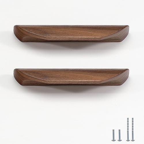 Evionlin 6 Stück Walnussholz, quadratischer Winkel, 11,2 cm, Holz-Windschutz, Schranktürgriff, Holz, antiker Stil, langer Walnussholz, Schrank, Schublade, Türgriff von Evionlin