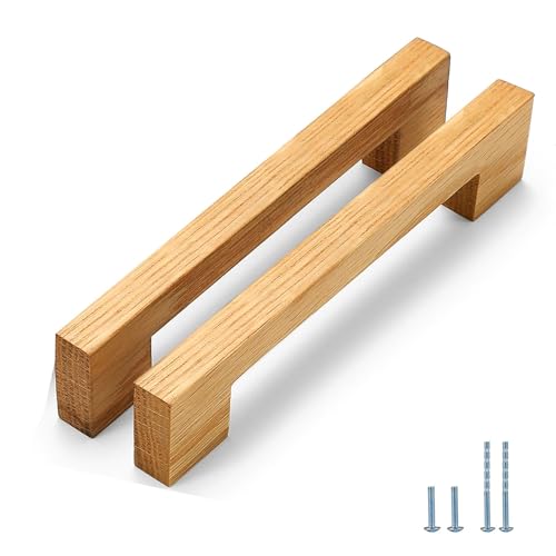 Evionlin Burlywood Schubladengriffe aus Holz, quadratisch, 19,8 cm, 2 Stück von Evionlin