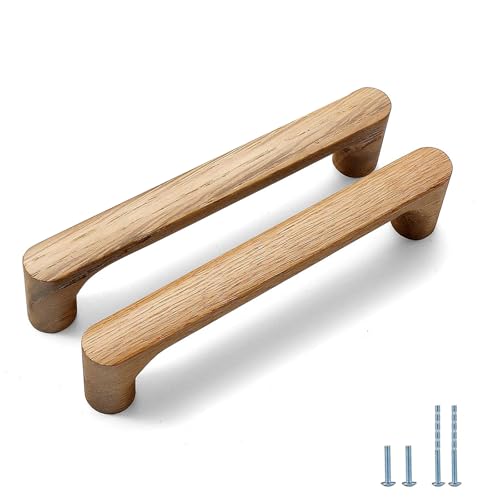Evionlin Burlywood Schubladengriffe aus Holz, rund, 19,5 cm, 2 Stück, für Schränke, Küchenschränke, Schubladen, Schranktüren von Evionlin