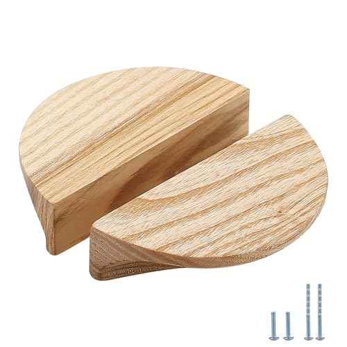 Evionlin Schubladengriffe aus Eichenholz, rund, Holzmaserung, 8 cm, 4 Paar von Evionlin