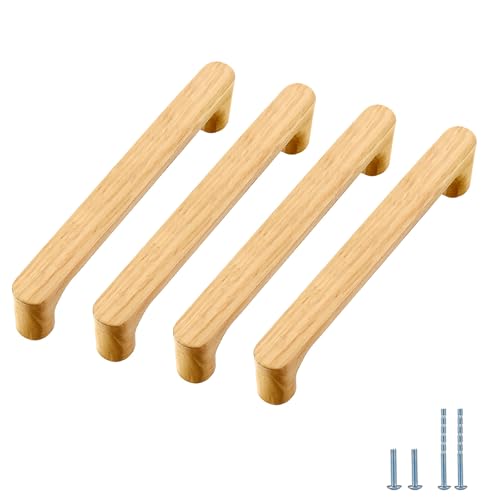 Evionlin Schubladengriffe aus Holz, rund, 16 cm, Eiche, 4 Stück von Evionlin