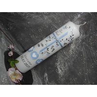 Taufkerze+Karton "Kreuz Mit Ranke Symbole" Taufkerze Mädchen, Junge, Taufkerzen, Taufe, Kerze, Kommunionskerze, Wachs, Kreuzkreuz von EvisKerzenHimmel