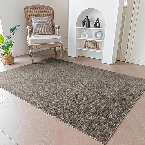 Evitany Kurzflor Teppich für Wohnzimmer, zotteliger Teppich rutschfeste, weiche Chenille-Teppiche für Schlafzimmer, Spielzimmer und Esszimmer,Taupe/80x150 cm von Evitany