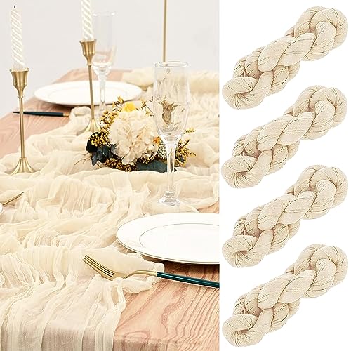 Tischläufer Beige, 4 Stück Tischläufer Käsetuch, 90 x 300 cm Rustikaler Gaze-Stoff Boho-Tischläufer, Seihtuch Tischläufer für Hochzeiten Brautparty Dekorationen Tischdekoration Tischläufer Beige, 4 Stück Tischläufer Käsetuch, 90 x 300 cm Rustikaler Gaze-Stoff Boho-Tischläufer, Seihtuch Tischläufer für Hochzeiten Brautparty Dekorationen Tischdekoration von Eviznbou