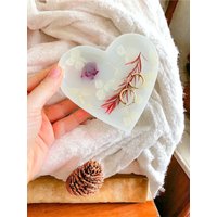 Herz Schmuckschale Aus Epoxidharz-Resinart-Resin/Handgefertigt Mit Echten Trockenen Blumen von Evleanro