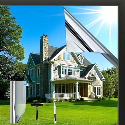 Evofensteere UV Folie Hitzeschutz 75x200cm Selbsthaftend Spiegelfolie Fenster Sichtschutz Rückstandslose Sonnenschutzfolie innen oder außen Thermofolie Fenster Gegen Hitze Silber Evofensteere UV Folie Hitzeschutz 75x200cm Selbsthaftend Spiegelfolie Fenster Sichtschutz Rückstandslose Sonnenschutzfolie innen oder außen Thermofolie Fenster Gegen Hitze Silber von Evofensteere