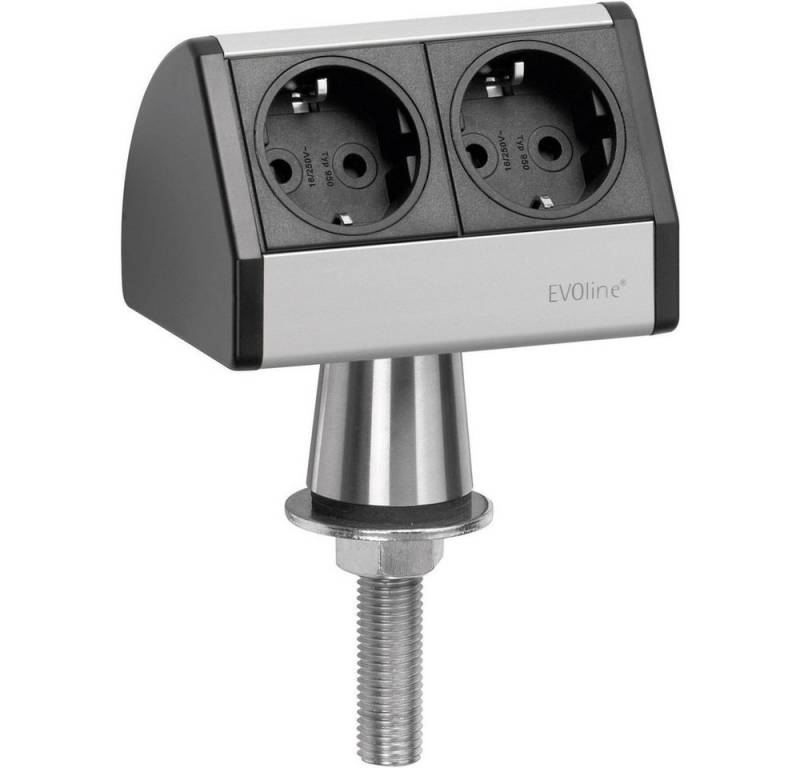 Evoline EVOline 93022055 Steckdosenleiste 2fach Schwarz, Silber ohne Stecker 1 Steckdosenleiste (Kabellänge 2.50 m) von Evoline