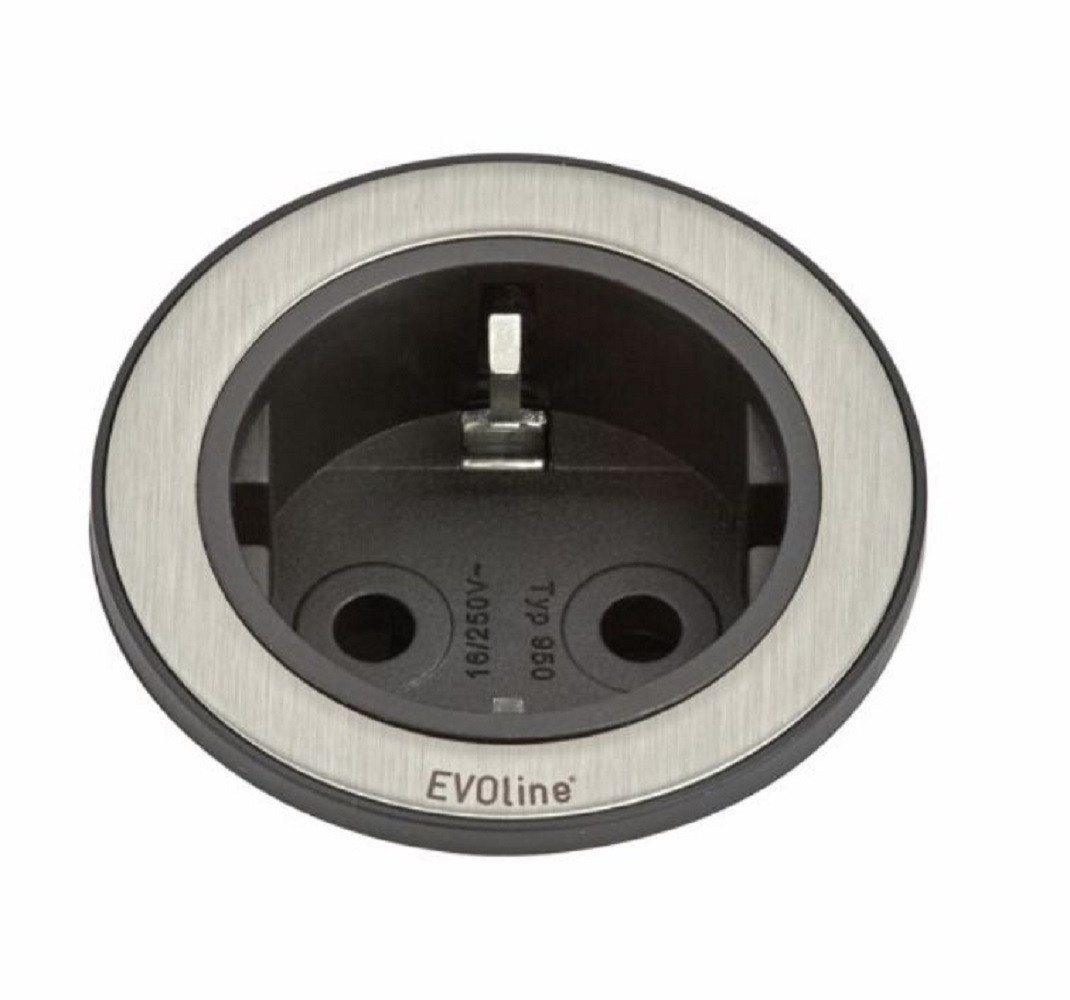 Evoline Steckdose Evoline® One Einzelsteckdose Ring Edelstahl gebürstet, 7053181 von Evoline