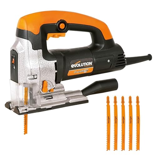 Evolution Power Tools Rage 7-S Universalstichsäge – schneidet Holz, Stahl, Kunststoff und mehr – inklusive 5 Sägeblätter, 710 W von Evolution