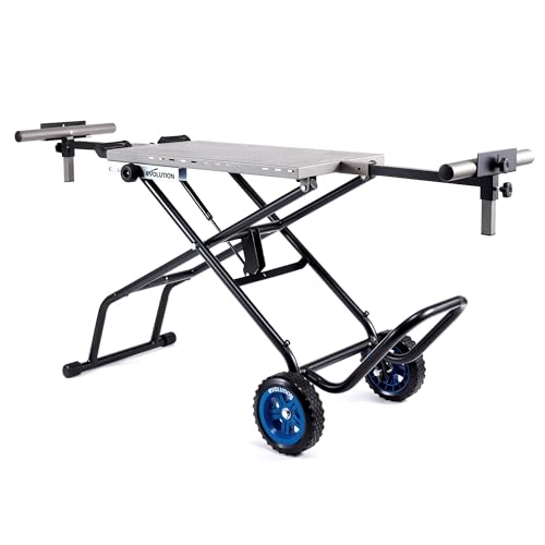 Evolution Power Tools, MCS Stand, Gehrungssägebock mit Powerlift Assist | Robuster Stahlrahmen, All-Terrain-Räder, kompatibel mit Evolution S355CPS, R355CPS, Gasfederlift. von Evolution Power Tools