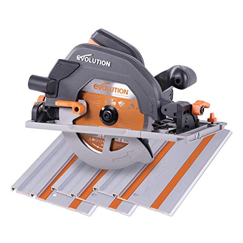Evolution Handkreissäge R185CCSX Kreissäge Tauchsäge 1600W Inkl. Ø 185 mm HM-Sägeblatt Multi-Material-Schneiden Holz, Aluminium, Stahl, Kunststoff | Mit 3-teiliger 1020mm Mini-Schiene Führungsschiene von Evolution Power Tools