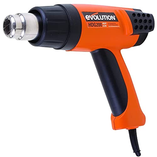 Evolution Power Tools HDG200 Digitale Heißluftpistole mit variabler Wärmeregulierung (Heißluftgebläse, Schrumpfpistole) – 230 V für den Hausgebrauch, inkl. Tragekoffer, 4 Düsen und Schaber von Evolution Power Tools
