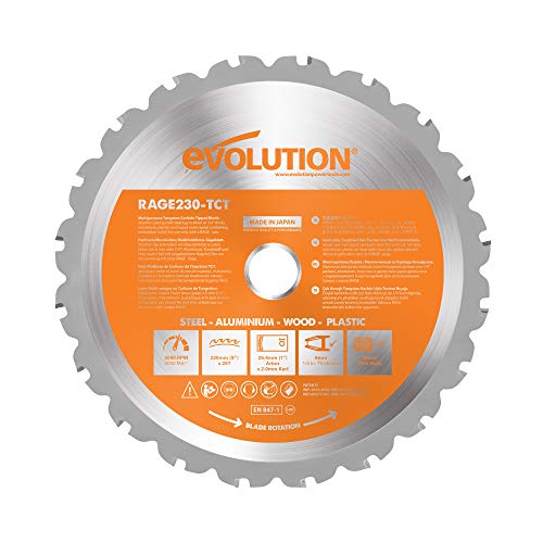 Evolution Power Tools RAGE230BLADE 9-Inch Multipurpose Cutting Blade for Steel, Aluminum, Wood with Nails in, and Plastics von Evolution Power Tools