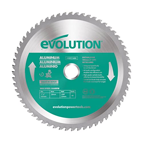 Evolution Power Tools A185TCT-60MS Evolution A185TCT-60MS-185 mm Schneiden von Aluminium-Metall-Sägeblatt Hartmetallbestückung erzeugt praktisch Keine Hitze, Grate oder Funken, 185mm Evolution Power Tools A185TCT-60MS Evolution A185TCT-60MS-185 mm Schneiden von Aluminium-Metall-Sägeblatt Hartmetallbestückung erzeugt praktisch Keine Hitze, Grate oder Funken, 185mm von Evolution