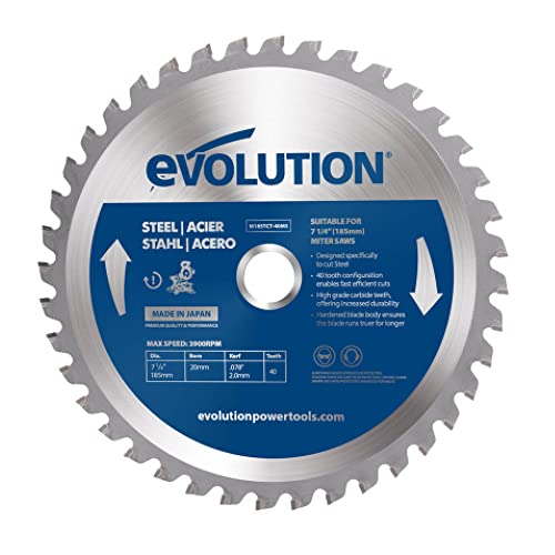 Evolution M185TCT-40MS - 185 mm Sägeblatt zum Schneiden von Baustahl - Metall-Sägeblatt mit Hartmetallbestückung erzeugt praktisch keine Hitze, Grate oder Funken von Evolution