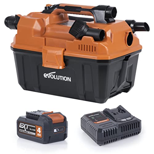 Evolution Power Tools R11VAC-Li Kabelloser Nass- und Trockensauger und Staubabsauger mit leistungsstarkem Motor, Gebläsefunktion – 4 Ah Akku, Ladegerät, Düsen und Filter im Lieferumfang enthalten von Evolution