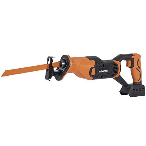 Evolution Power Tools Akku-Säbelsäge R150RCP-Li 18 V Li-Ion EXT, inkl. Universalsägeblätter – schneidet Holz, Metall und mehr von Evolution