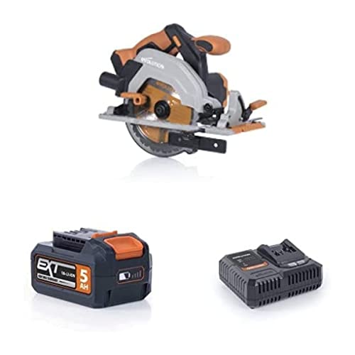 Evolution Power Tools R165CCS-Li Akku-Handkreissäge mit 5 Ah Akku + Ladegerät im Bundle von Evolution