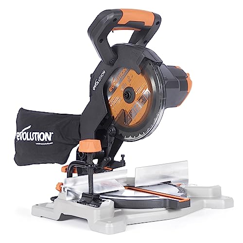Evolution Power Tools R185CMS Li Akku-Gehrungs- und Kappsäge mit Mehrzweck-Schneide, 45° Fasen-, 45° Gehrungsschnitte, 850 W – 185 mm TCT-Sägeblatt im Lieferumfang enthalten, 3 Jahre Garantie von Evolution Power Tools