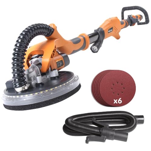 Evolution Power Tools R225DWS Trockenbauschleifer für Wände, mit Teleskopstange, 6 × Schleifscheiben und LED-Licht, 225 mm (230 V) von Evolution Power Tools