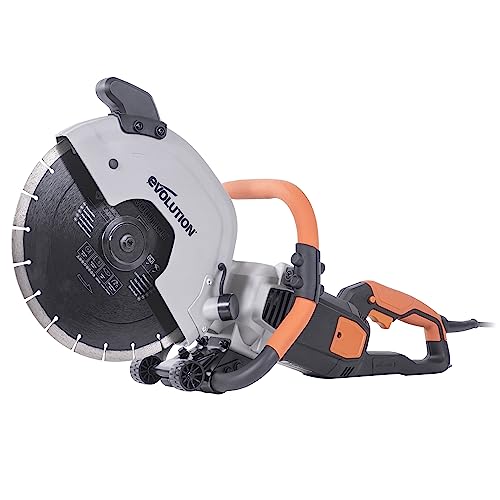 Evolution R300DCT Betonsäge Elektrische Steinsäge 2400W Steinschneidemaschine Trennjäger 300 mm Sägeblatt Diamantblatt Trennscheibe, 115 mm Schnitttiefe, schneidet Mauerwerk Gehwegplatten Beton von Evolution Power Tools