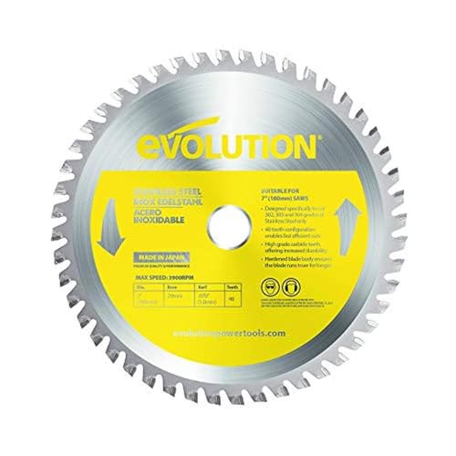 Evolution S180TCT-48CS - 180 mm Sägeblatt zum Schneiden von Edelstahl - Metall-Sägeblatt mit 48 Zähnen und Hartmetallbestückung erzeugt praktisch keine Hitze, Grate oder Funken Evolution S180TCT-48CS - 180 mm Sägeblatt zum Schneiden von Edelstahl - Metall-Sägeblatt mit 48 Zähnen und Hartmetallbestückung erzeugt praktisch keine Hitze, Grate oder Funken von Evolution Power Tools