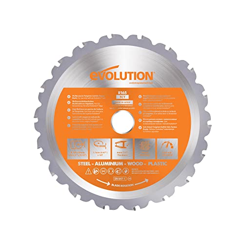 Evolution Power Tools R165TCT-18CS (Rage) Multi-Material-TCT-Klinge zum Schneiden von Holz, Metall und Kunststoff, 165 mm von Evolution