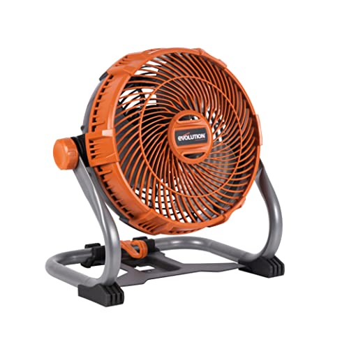 Evolution R240FAN-Li 240 mm von Evolution - Tragbarer kabelloser Arbeitslüfter - Kompakt, leistungsstarker 360⁰ verstellbarer Schwenkbereich, 18 V Li-Ion. Akku nicht im Lieferumfang enthalten. von Evolution