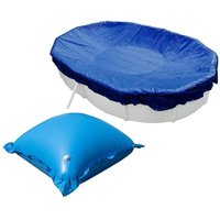 Abdeckplane mit 24 Luftkissen set Oval 800x400cm Blau Übermaß Pool Überwinterung von Evolution