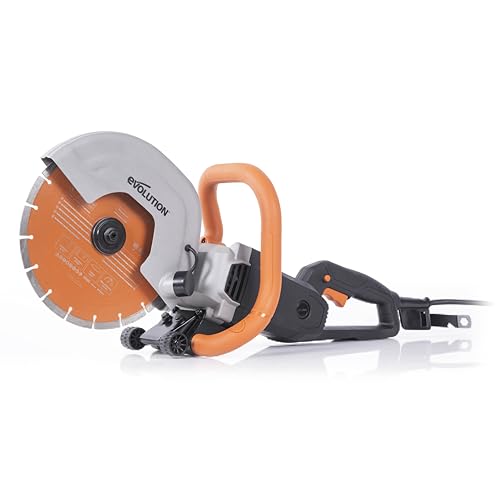 Evolution R255DCT Betonsäge Elektrische Steinsäge 2000W Steinschneidemaschine 255 mm Scheibendurchmesser Sägeblatt Premium Diamantblatt, 102.5 mm Schnitttiefe, schneidet Mauerwerk Gehwegplatten Beton von Evolution Power Tools