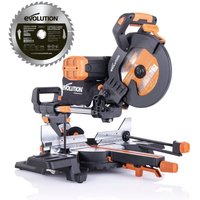 EVOLUTION R255SMS DB PLUS Mehrzweck-Gehrungssäge mit Führungen mit zwei 255-mm-Sägeblättern (Holz und Mehrzweck) von Evolution
